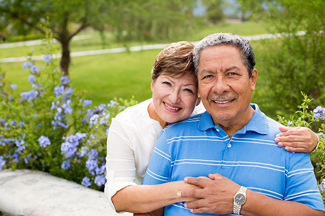 couple hugging and smiling