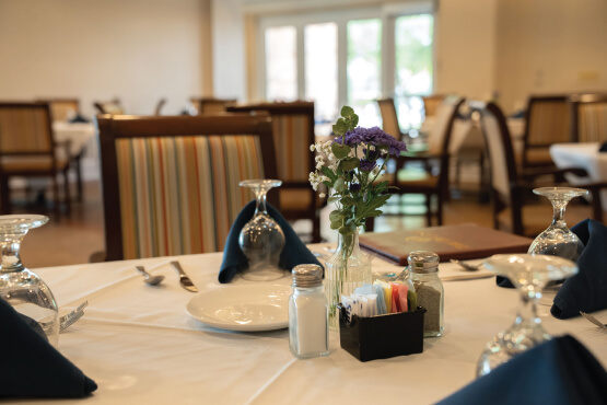 dining table set for dinner